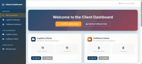 Screenshot of Logistics and Fulfilment Client Analytics Dashboard
